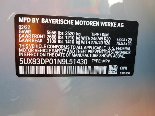 2022 BMW X3 M40I 5UX83DP01N9L51430