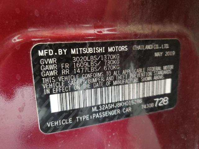 2019 MITSUBISHI MIRAGE LE ML32A5HJ8KH015286