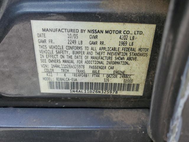 1N4AL11D26N325978 | 2006 Nissan altima s