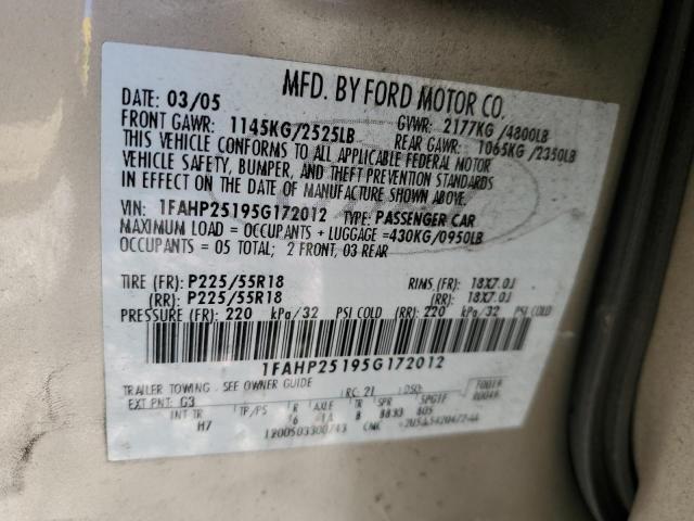 1FAHP25195G172012 | 2005 Ford five hundred limited