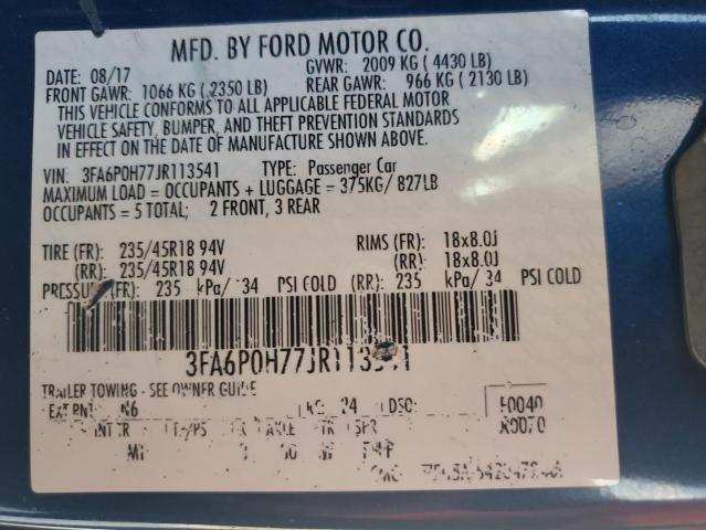 3FA6P0H77JR113541 Ford FUSION SE