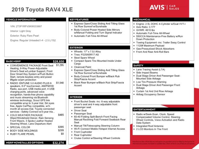 2T3P1RFV0KW033887 | 2019 TOYOTA RAV4 XLE