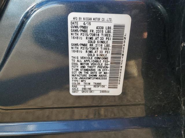 JN8AS5MT2FW662558 Nissan Rogue Select S