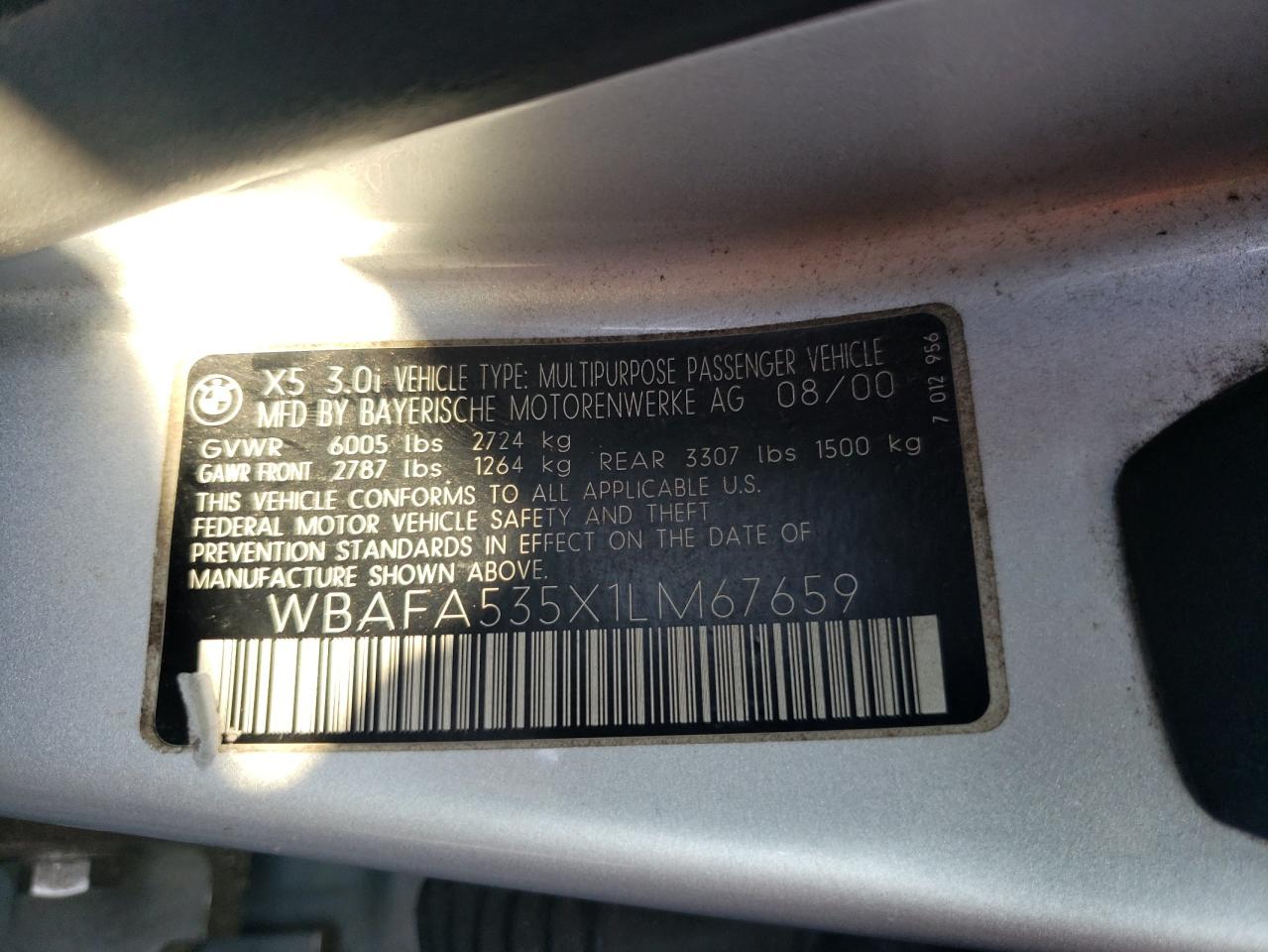 WBAFA535X1LM67659 2001 BMW X5 3.0I