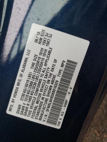 5FNRL6H93KB016329 Honda Odyssey Elite