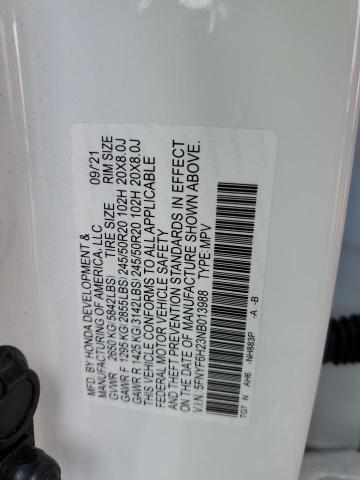 5FNYF6H23NB013988 Honda PILOT SE