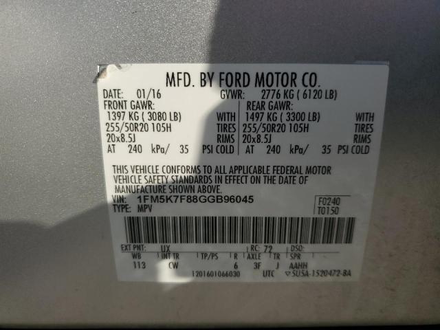 1FM5K7F88GGB96045 Ford Explorer Limited
