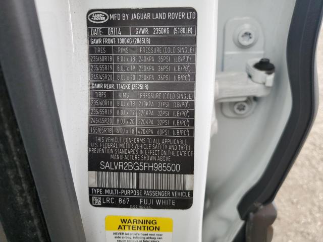 SALVR2BG5FH985500 Land Rover Range Rover Evoque Pure Premium