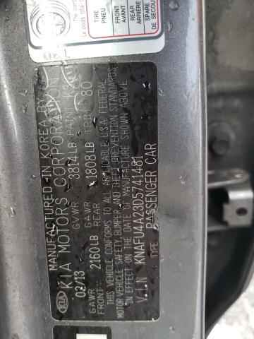 KNAFU4A23D5741481 KIA FORTE EX