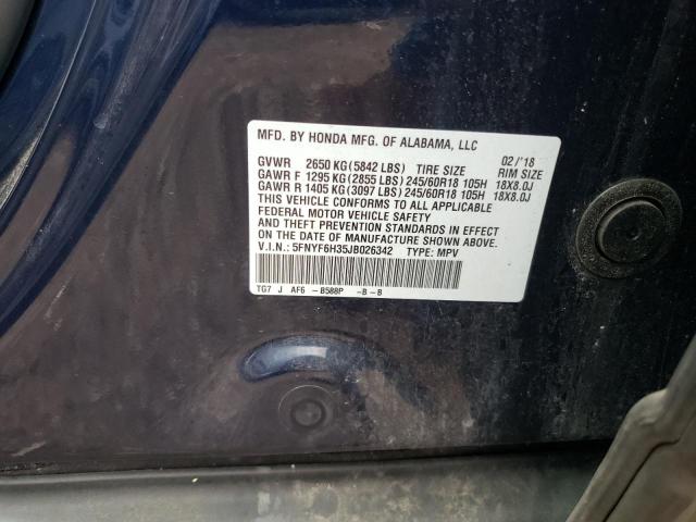 5FNYF6H35JB026342 Honda Pilot Ex