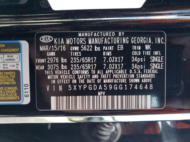 5XYPGDA59GG174648 KIA SORENTO LX