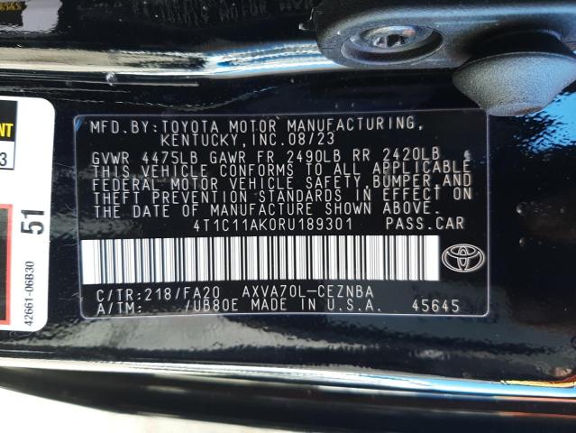 VIN 4T1C11AK0RU189301 2024 Toyota Camry, LE no.12