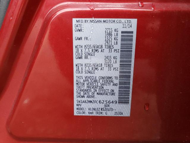 5N1AR2MM2FC625649 Nissan Pathfinder S