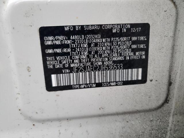2018 SUBARU FORESTER 2 - JF2SJAEC2JH536533