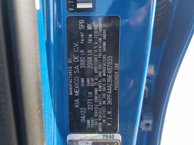 3KPF44AC8NE487333 KIA FORTE GT