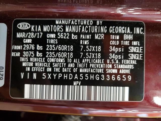 5XYPHDA55HG336659 KIA SORENTO EX