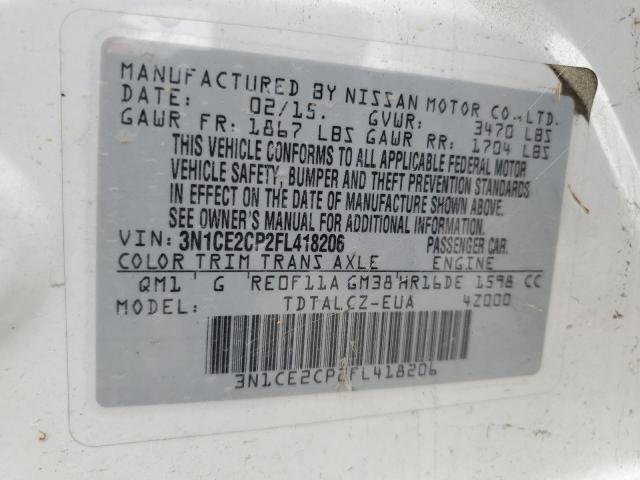 3N1CE2CP2FL418206 Nissan Versa Note S