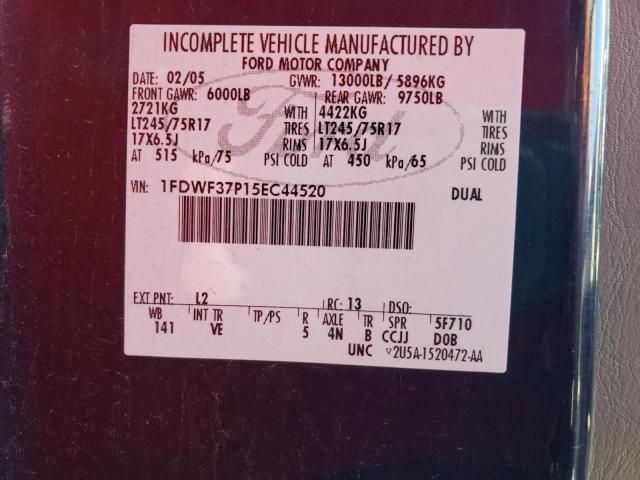 2005 Ford F350 Super Duty VIN: 1FDWF37P15EC44520 Lot: 61527664