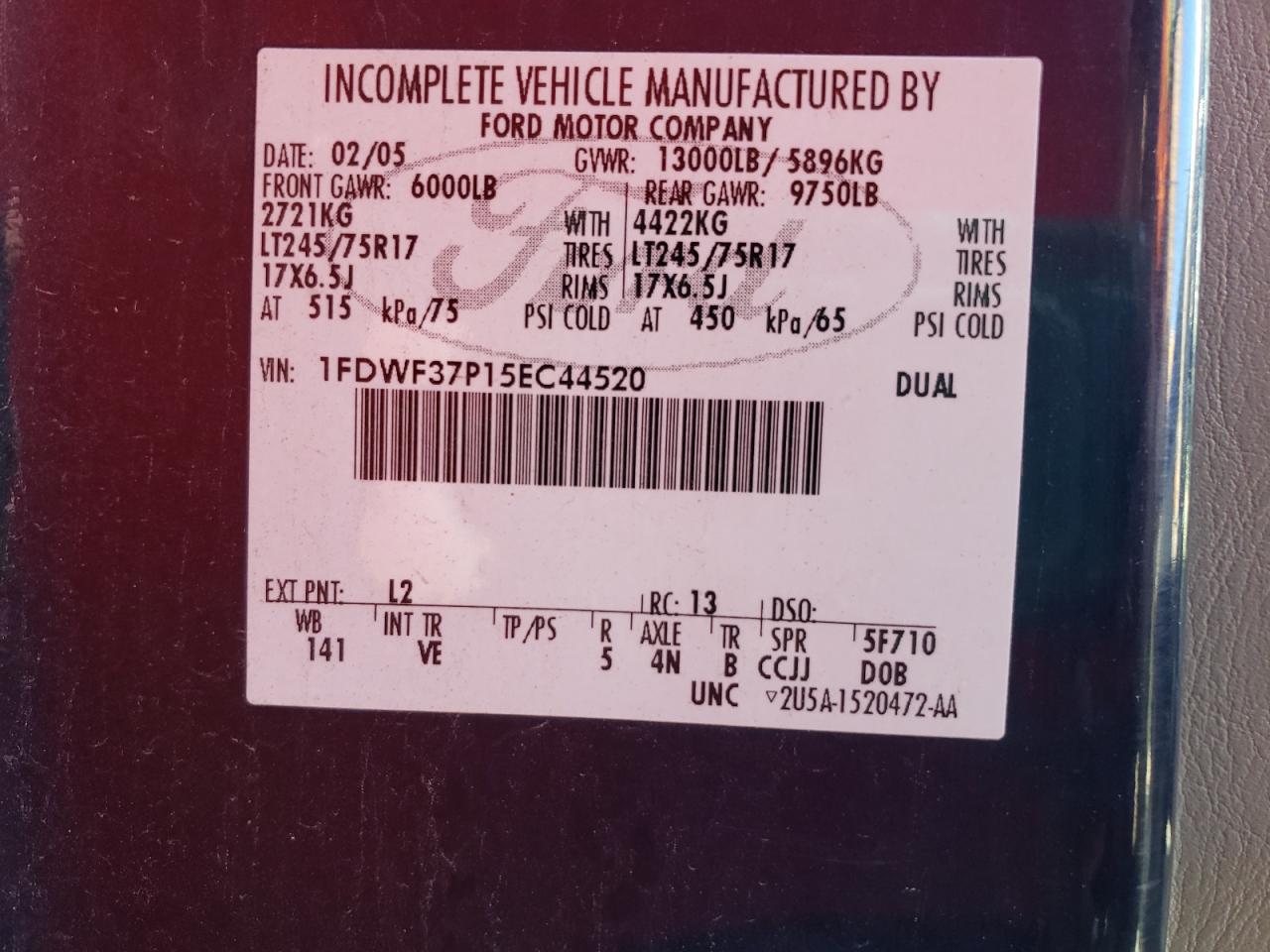 1FDWF37P15EC44520 2005 Ford F350 Super Duty