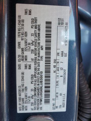 1FMCU0G69LUB30010 Ford ESCAPE SE