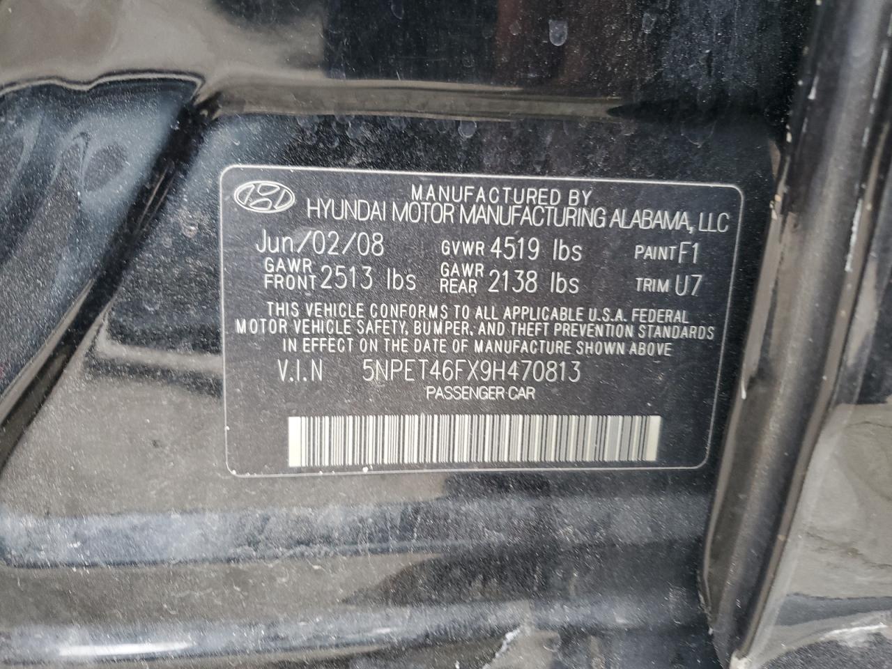 5NPET46FX9H470813 2009 Hyundai Sonata Gls