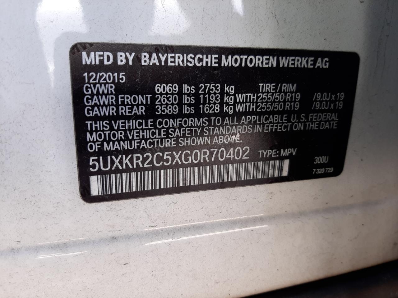 5UXKR2C5XG0R70402 2016 BMW X5 Sdrive35I