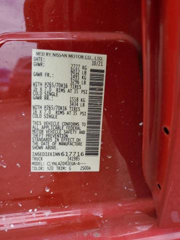 1N6ED1EK1NN617716 Nissan FRONTIER S