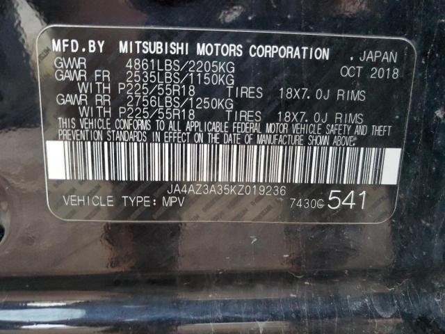 JA4AZ3A35KZ019236 | 2019 MITSUBISHI OUTLANDER