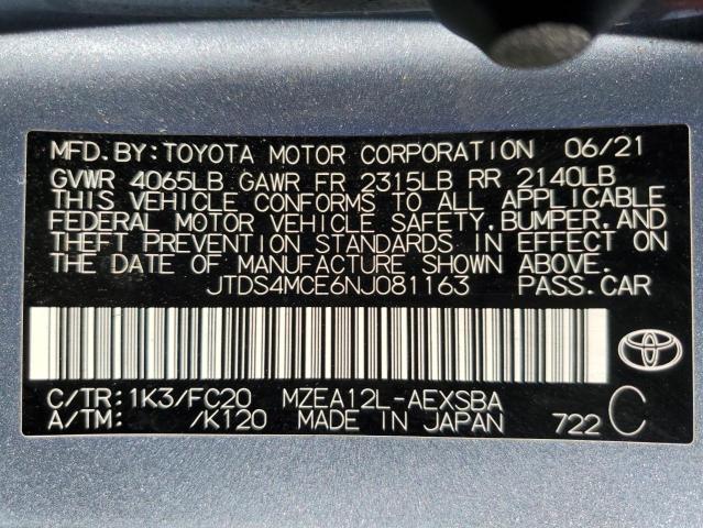 JTDS4MCE6NJ081163 Toyota COROLLA SE