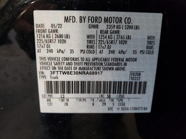 3FTTW8E30NRA68917 Ford Maverick Xl
