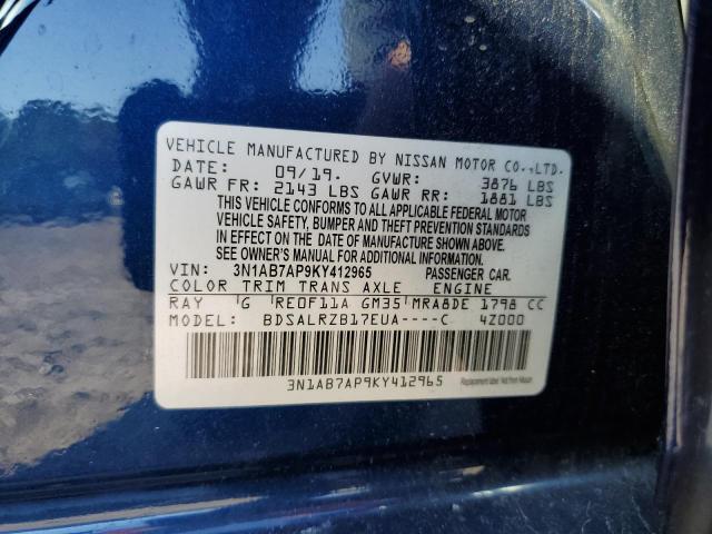 3N1AB7AP9KY412965 | 2019 NISSAN SENTRA S