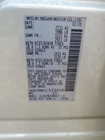 2020 Infiniti Qx60 Luxe VIN: 5N1DL0MN1LC533858 Lot: 72896033