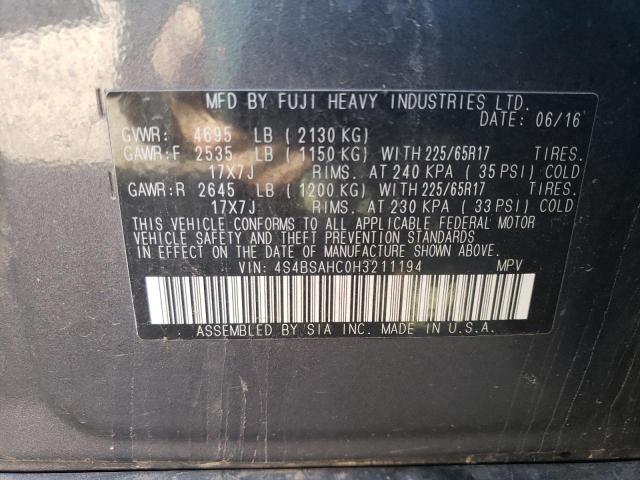 4S4BSAHC0H3211194 Subaru Outback 2.5i Premium