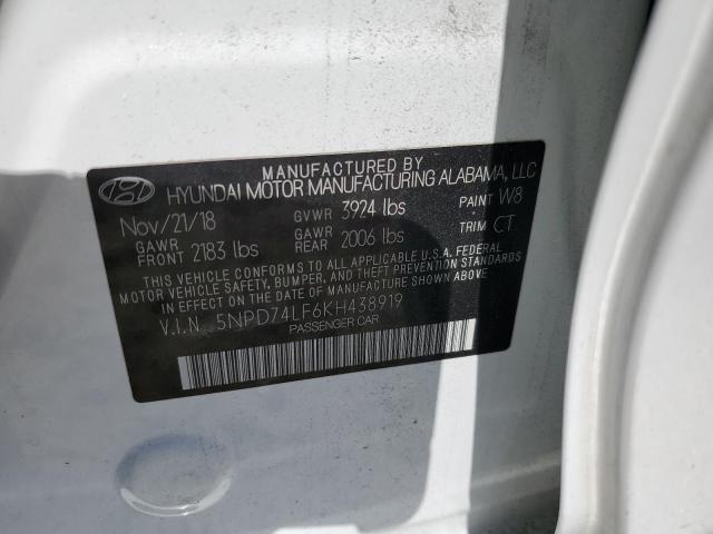 5NPD74LF6KH438919 | 2019 Hyundai elantra se