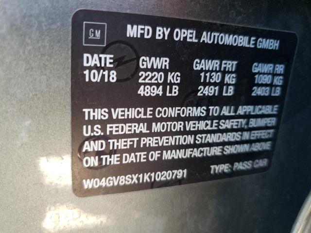 2019 BUICK REGAL TOUR W04GV8SX1K1020791