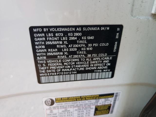 Паркетники VOLKSWAGEN TOUAREG 2014 Білий