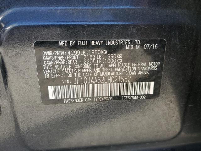 2016 SUBARU IMPREZA - JF1GJAA62GH021552