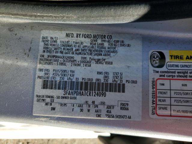 3FAHP0HA1CR124090 | 2012 Ford fusion se