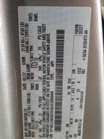 1FMCU9GDXHUC95669 Ford ESCAPE SE