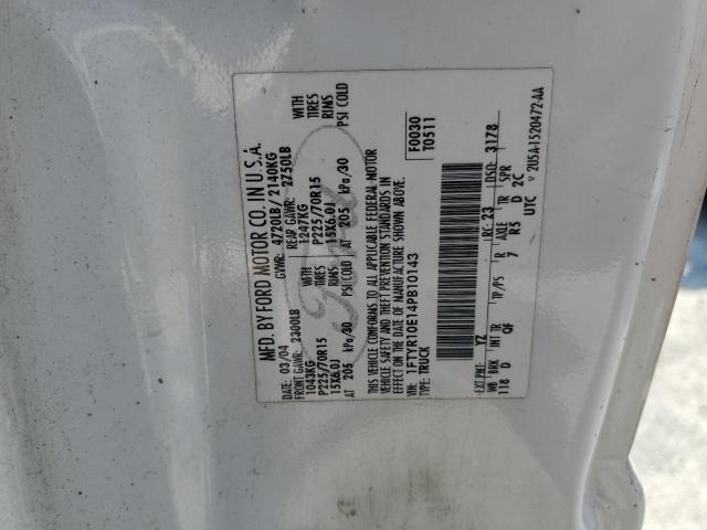 2004 Ford Ranger VIN: 1FTYR10E14PB10143 Lot: 70543713