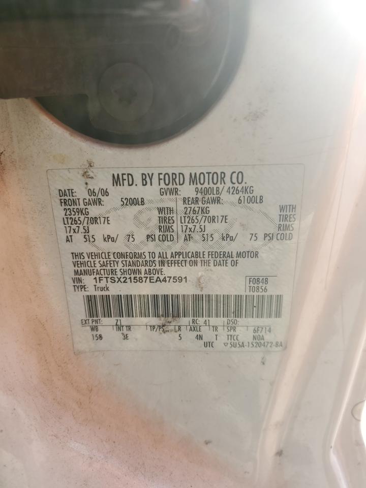 1FTSX21587EA47591 2007 Ford F250 Super Duty 1FTSX21587EA47591 2007 Ford F250 Super Duty