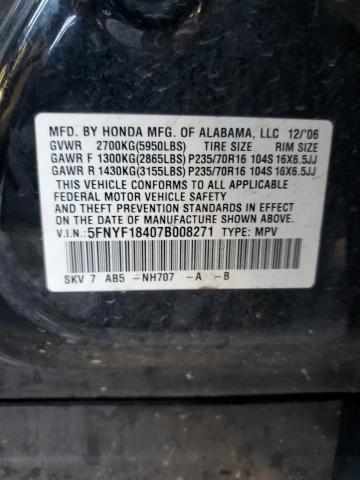 5FNYF18407B008271 2007 Honda Pilot Ex