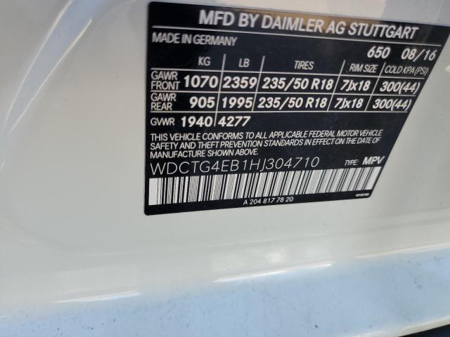 WDCTG4EB1HJ304710 Mercedes-Benz GLA 250