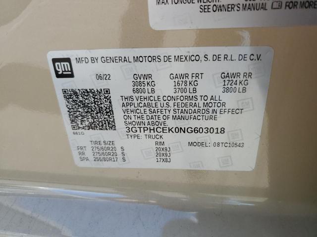 3GTPHCEK0NG603018 GMC Sierra C1500 Elevation