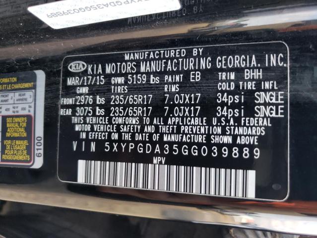 5XYPGDA35GG039889 KIA SORENTO LX