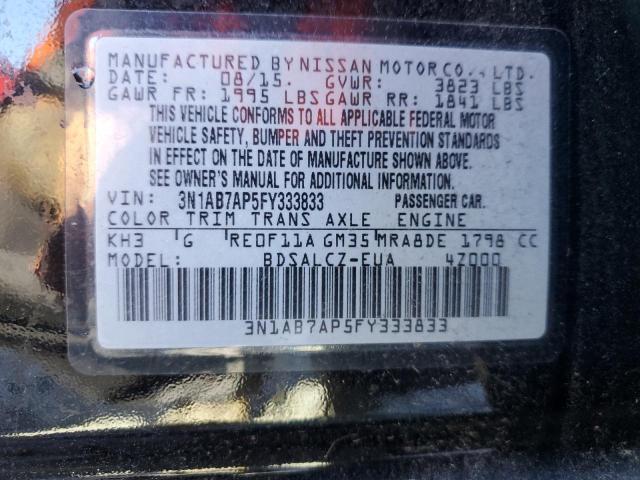 3N1AB7AP5FY333833 | 2015 NISSAN SENTRA S