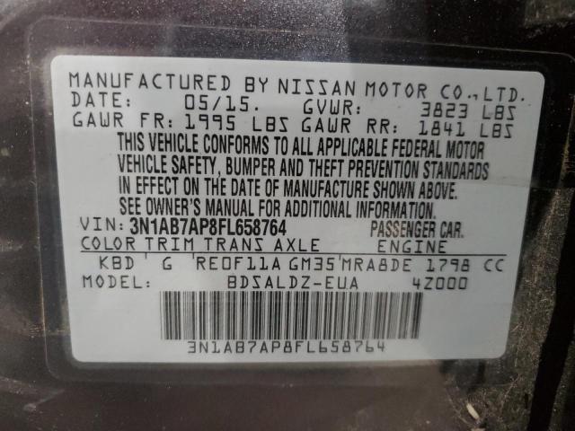 2015 NISSAN SENTRA S - 3N1AB7AP8FL658764
