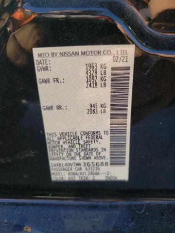 1N4BL4DV7MN365688 | 2021 NISSAN ALTIMA SV