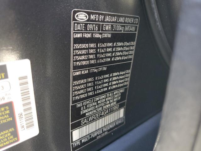 2016 LAND ROVER RANGE ROVE - SALWR2EF4GA111950