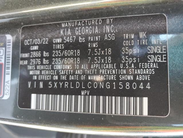 5XYRLDLC0NG158044 KIA SORENTO S